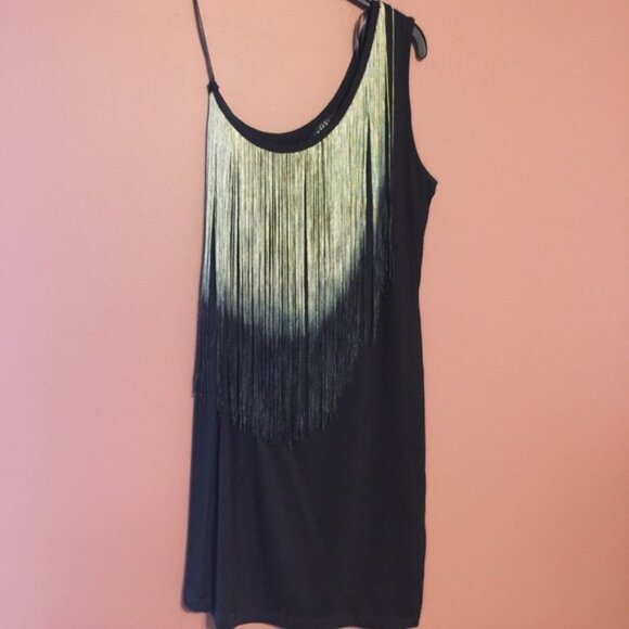 Zara Ombre Fringe One Shoulder dress - Picture 1 of 10